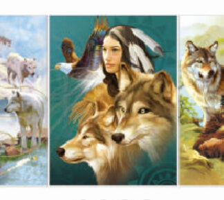 SP4044-Indian Girl and Wolf (Min-2pcs)(Size:15×19, 1.5 Pounds)