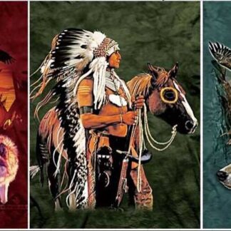 SP4055-Indian Chief with Horse and Wolf (Min-2pcs)(Size:15×19, 1.5 Pounds)