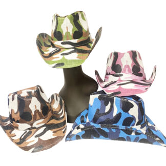 R50-Camo Cowboy Hats (Assorted Colors, Minimum Purchase is 12)
