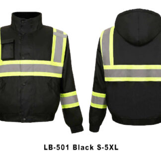LB-501-Black Reflective Fur Lined Jacket (Assorted Sizes)