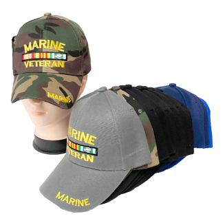 CP1901-Marine Veteran Baseball Caps (Assorted Colors, Sold by the Dozen)