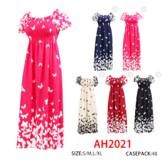 AH2021-Lady's Summer Butterfly Dress (Assorted Colors and Sizes)(Min 12pcs)