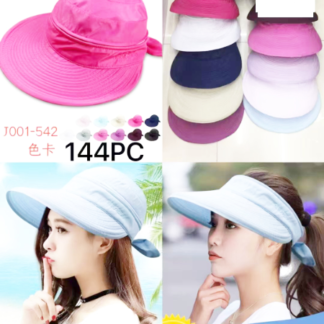 J001-542-Lady's Sun Visor With Detachable Top (Assorted Colors, Min 12 Pieces)