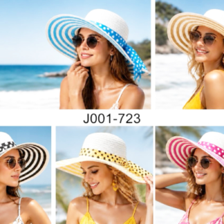 J001-723-Lady's Striped Summer Garden Hat (Assorted Colors, Min 12 Pieces)