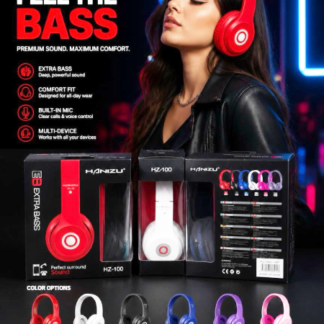 Hanizu HZ-100 Wired Over-Ear Headphones with Mic – Only $8 Budget Extra Bass Edition (C003-1007, Min 6pcs, Case Price Available)
