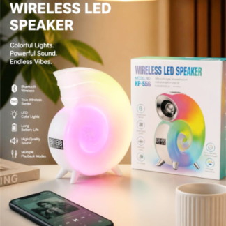KP-556 Conch Shell Wireless Bluetooth Speaker – Smart RGB LED Atmosphere Night Light & Digital Alarm Clock (C003-1036, Min 6pcs, Case Price Available)