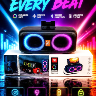 T&G TG-333 Portable Wireless Bluetooth Speaker – 30W Extra Bass Outdoor Boombox with RGB LED Sync Light Show & Built-in Phone Stand (C003-869, Min 6pcs, Case Price Available)