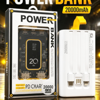 20000mAh Portable Power Bank – High-Capacity PD 2.1A Fast Charging External Battery with Built-In Cables & Smart Protection (C003-981, Min 6pcs, Case Price Available)