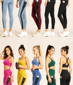 Women's High-Waisted Mesh Panel Workout Leggings with Side Phone Pockets — Sculpting Yoga Pants (LY1718, Min 12pcs, Assorted Colors and Sizes)