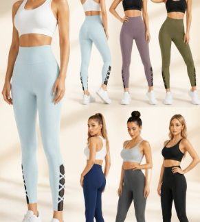 High-Waist Criss-Cross Cutout Leggings (Model Q-1023)(Min 12pcs, Assorted Colors and Sizes)