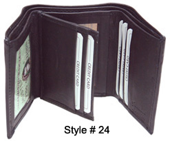 24BK-Black Tri-fold Wallets(Dozen)