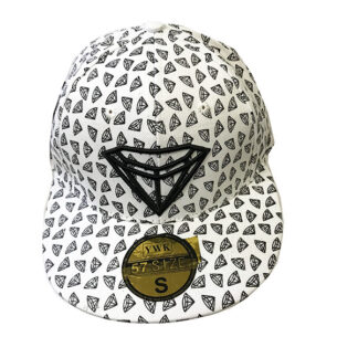 FBH804w-Diamond White Flat Fitted Hats(Dozen)