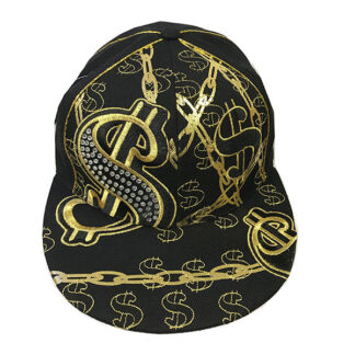 FBH006-Golden“$”Embroidered Fitted Hat(Dozen)