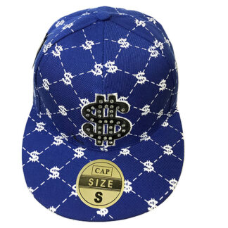 FBH005BL-"$"Diamond Flat Bill Fitted Hat (Dozen Size Assorted)