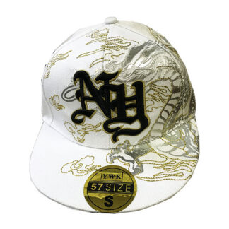 FBh023-Dragon Embroidered Fitted Hat(Dozen White)