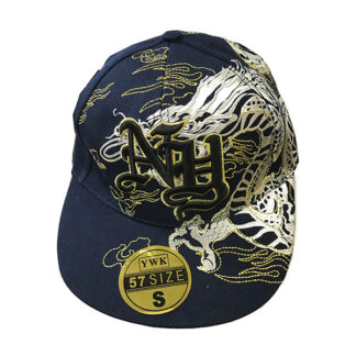 FBH022-Dragon Embroidered Fitted Hat(Black)
