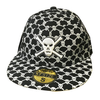 FBH012-Skull Flat Fitted Hat(Dozen)