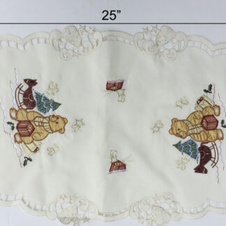 MT080563-Bear Embroidered Table clothes(15"X25")