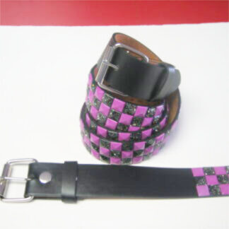 DB07-Pyramid Studded BeltsPurple & Black (Dozen Assorted size）