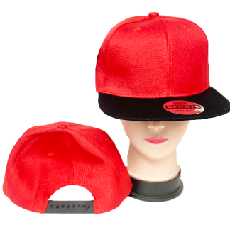 CP24-Plain Snapback Hats-Red/black (Sold by the Dozen)