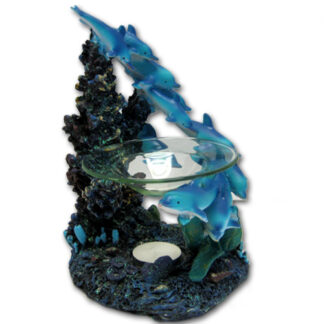 DRL91-Dolphin Coral Polyresin Tealight Burner