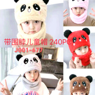 J001-677-Bear Winter hat with Neck (Dozen Color Assorted, Sold by the Dozen)