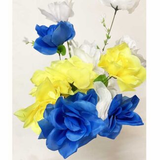 610098-Big Rose Flowers 7 Heads (6 Colors Assorted)