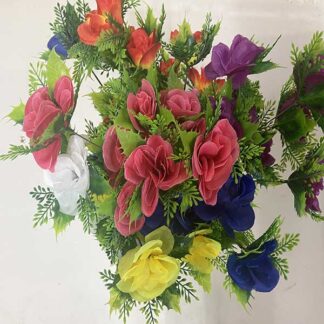 610122-Rosa Flowers 8 Heads (6 Colors Assorted)