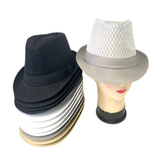 FR-001-Mesh Fedora Hat (Sold by the Dozen, Assorted Colors)