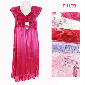 PJ139-Lace Silky Lady Pajamas (Color & size Assorted)