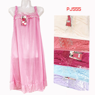 PJ555-Lady Silky Lace Pajamas (Color & size Assorted)