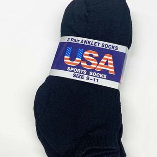 Sk051-Black Ankle sock (Dozen 9-11)