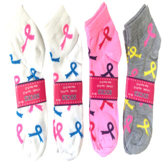 SK004-Women's Ankle Breast Cancer Socks (Size 9-11) (Sold by the dozen, Assorted Colors)