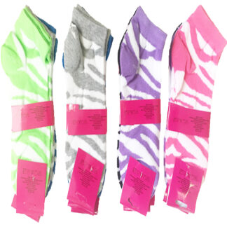 SK016-Women's Striped Ankle Socks (Size 9-11) (Sold by the dozen, Assorted Colors)