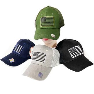 CP1098-USA Black & Grey Flag Mesh Cap (Dozen)
