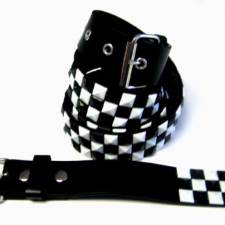BT9812BKW-Pyramid Studded Black & White Belts(Dozen Assorted size)