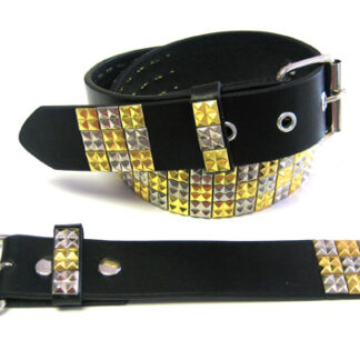 BT98321GSB-Pyramid Studded Gold& SilverBelts(Dozen Assorted size)