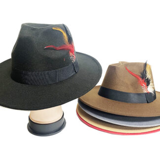 FDH903-Classic Wool Wide Brim Flippy Panama Hat With Feather (Dozen)