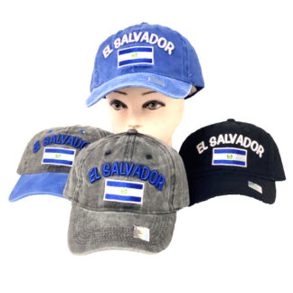 SX123-El Salvador Denim Baseball Caps (Sold by the Dozen, Assorted Colors)