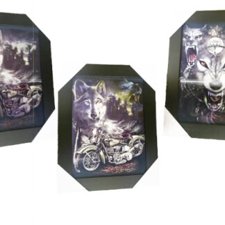 SP80801-Wolf Dream Catcher & Motorcycle (Min-2pcs)(Size:15×19, 1.5 Pounds)