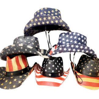 R1-USA Flag Cowboy Hat (Assorted Colors, Minimum Purchase is 12)