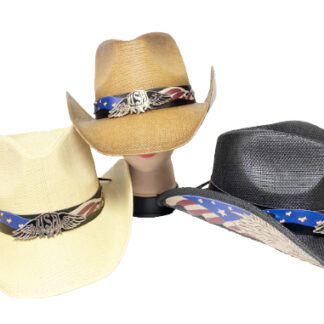 R41-USA Eagle Wings Cowboy Hats (Assorted Colors, Minimum Purchase is 12)