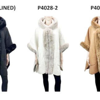P4028-Fur Lined Winter Pancho (Assorted Colors)