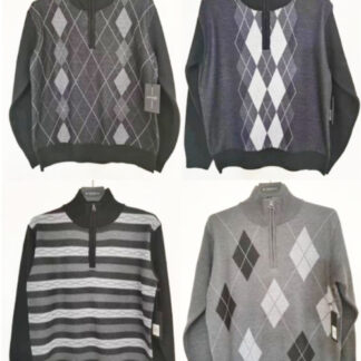 ST7002B-Mens Quarter Zip Pullover Sweater (Assorted Colors & Sizes)