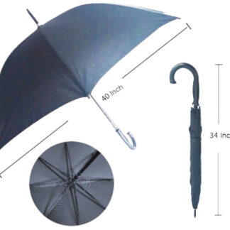 76473-Umbrella with curved handle (40in, Black Only)