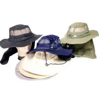 6771-Plain Fishing Hat With Neck Cover (Assorted Colors, Sold by the Dozen)