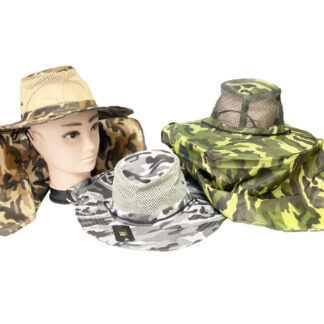 J001-282A-Camo Fishing Hat With Neck Cover (Assorted Colors, Sold by the Dozen)