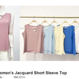 SM3212-Women's Jacquard Short Sleeve Top (Assorted Colors and Sizes)