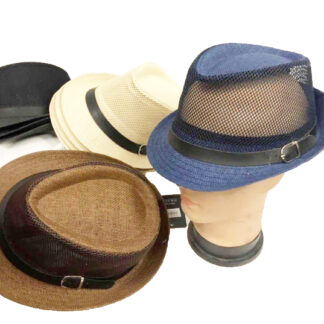 J001-559-Fancy Fedora (Sold by the Dozen, Assorted Colors)
