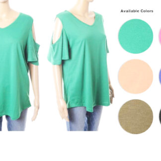 W3102-Ladys Top Cold Shoulder (Assorted Colors and Sizes)